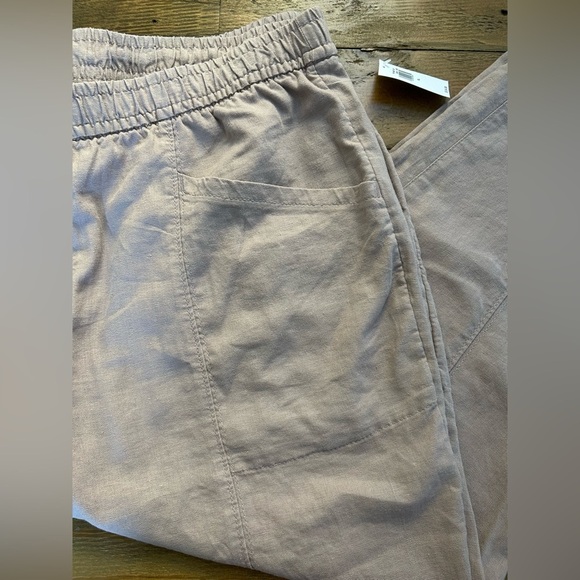 OLD NAVY Light Beige/Mauve LINEN BLEND Elastic Waist Pants - Picture 10 of 10